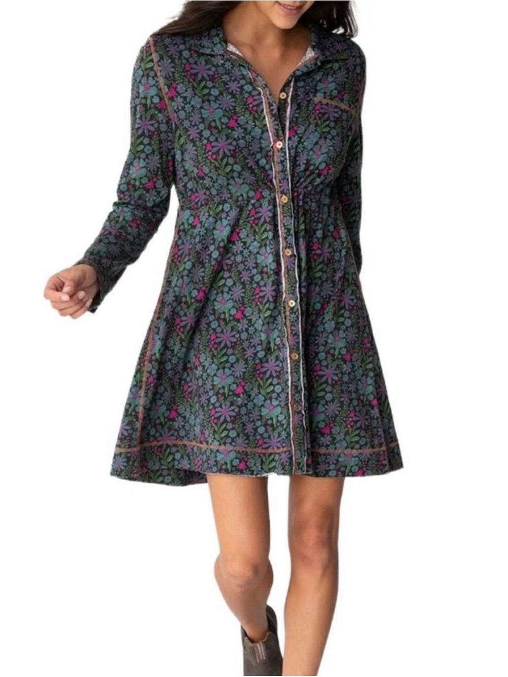 NATURAL LIFE Floral Button-Front Dress #1368